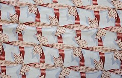 4.25 Yards – Berries & Bows – Pink & Red Gingham Bows on Lt. Blue – Cotton