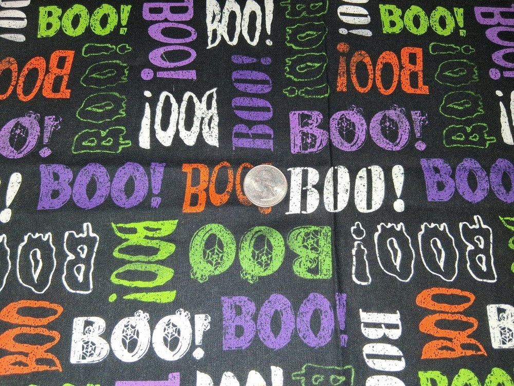Joann Fabrics BOO’s on Black Cotton Fat Quarter NEW