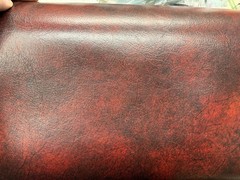 12 YDS. Vintage Naugahyde Vinyl 17″ Wide Antiqued Oxblood English Pub Grain NOS