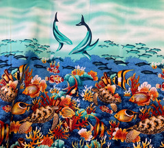 PRINTEX FABRICS #PTK-132 DOLPHIN & FISH SINGLE BORDER-BY THE YARD