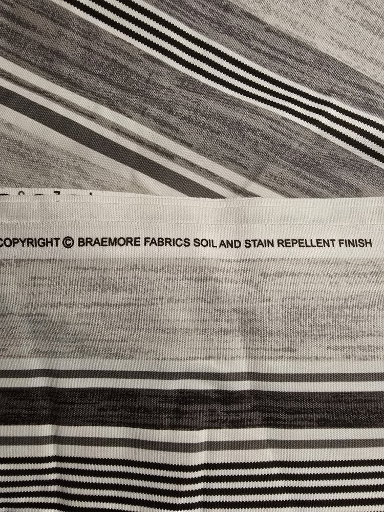 Braemore Fabric Sun and Stain Resistant Gray And Black Stripes