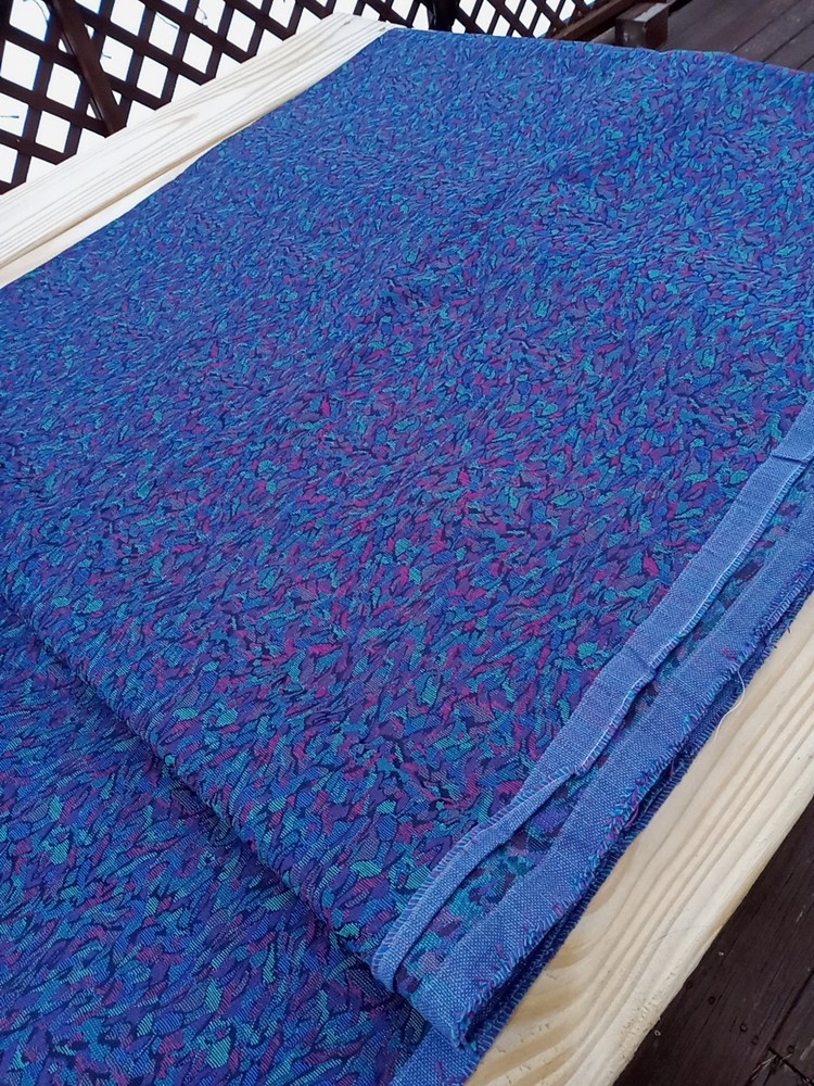 Vtg Upholstery Heavy Weight Fabric Purple Teal Burgundy Blue 12′ X 4′