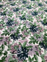 Fabric By The Yard Green Leaves Blush Mauve Floral Brocade Chenille Upholstery