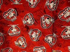 Peanuts Fabric -Valentine Toss (Snoopy/ Hearts) -100% Cotton By The Yard
