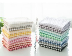 Double Gauze 1cm Check Fabric – Washed Cotton Large Width 18 Colors Available