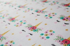 PINK Unicorn Unicorns Fabric COTTON CUTE Print Kids Girls Nursery Fat Quarter FQ