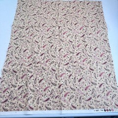 vintage MBT quilting cotton fabric beige red paisley floral 18×43