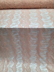 Deluxe PEACH Embroidered Handmade Lace By The Yard_ Hand Beaded Mesh Lace Fabric