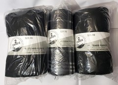 Bulk Lot (2) Solid Black (1) Black Plaid Blizzard Fleece 2 Yard Rolls 58″ Wide