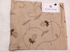 Randolph Alexander Linen Blend Floral Embroidered Fabric Samples Tan Blue Brown