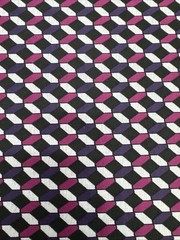 Purple Gray Pink Mauve Black Diamond Print Knit Fabric BTY #13