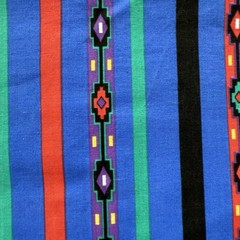 Vintage Southwestern Native American Blue Striped Cotton Fabric 39″ L x 44″W