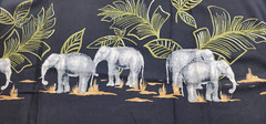 Vintage Fabric * Elephant scarf * 100% Silk – 36″ x 57″