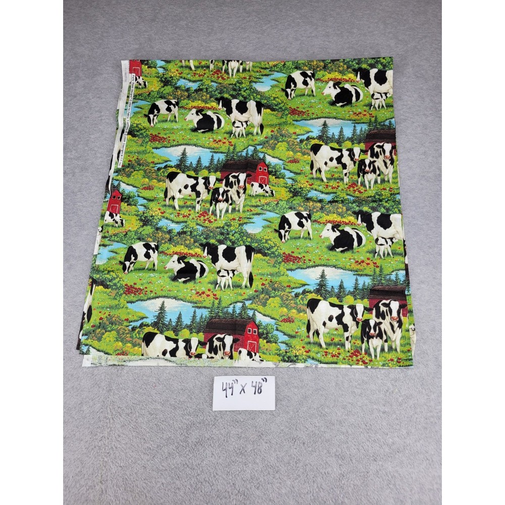 Fabric Traditions Holstein Cow Farm Barn Pasture Cotton Fabric 44×48 2004 Scenic