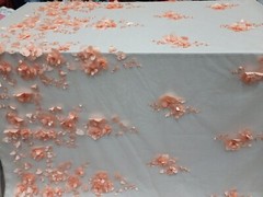 3D Floral Peach Beaded Lace Fabric by the Yard – Mesh Lace with Embroidered Flow