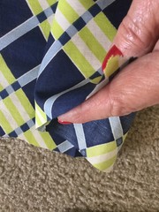 Fabric Lime Green and Navy Blue Color Striped Check Cotton 35″ Wide 20″ Long