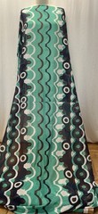 100% Silk Batiste Teal Dark Navy Blue Brown 60s Style Fabric By The Yd 46 “Wide