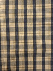 Vtg Indoor Outdoor Water Resistant 70s Style Blue Plaid Upholstery Fabric 5+Yd