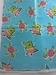 JoAnn Fabric Child Flannel Blue Green Tropical Turtle Alligator Crocodile 1 Yard