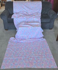 6.5 yd Peter Pan cotton sateen pastel floral, pink yellow blue green, silky feel