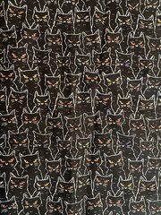 JoAnn Fabric 100% Cotton Fabric Halloween Glow Cats Fabric BTY