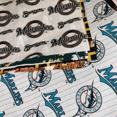 Baseball MLB Fabric (25+) Pc 12×12” (15) pc 33”x12” quilt curtains blanket