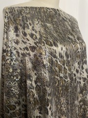 Exquisite Gold Silver Sequin Abstract Leopard Snake Fabric 1 Yard Long 56 ” Wide