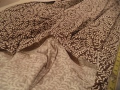 Decorator Fabric sewn into Drapery panels Brown and off white normal weight