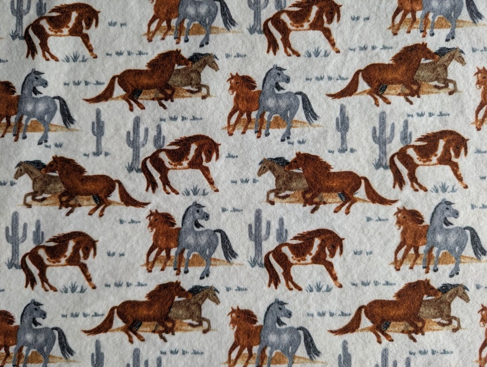 Horses in the Desert Cream Cotton Flannel Fabric 1 ½ yds