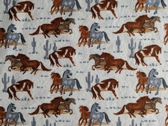 Horses in the Desert Cream Cotton Flannel Fabric 1 ½ yds
