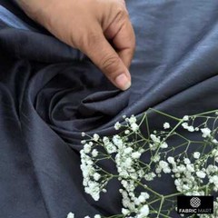 Midnight Blue Faux Silk Fabric By The Yard, 42 inches width Blue Silk Fabric