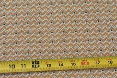 By 1/2 Yd, Vintage, Brown & Cream Chevrons, Purple & Yellow Dots, Springs, V272