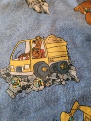 Scooby-Doo Scooby Snacks Construction Equipment Print Fabric Vintage 2004