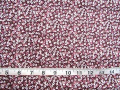 1 1/2 yd x 60″ Lightweight Cotton Plum w/Off White & Lighter Plum Flowers