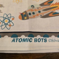 Atomic Bots Cotton Border OOP Boys Fabric Robot Alien UFO Rockets Planets Space