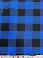 Camille ROYAL BLUE BLACK 1.5″ Big Checkered Gingham Pattern Poly Poplin Fabric