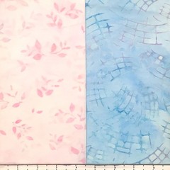 Lot 10 Fat Quarters Pink & Blue Light Batik Lunn Fabric FQ Pack Cotton Lavender