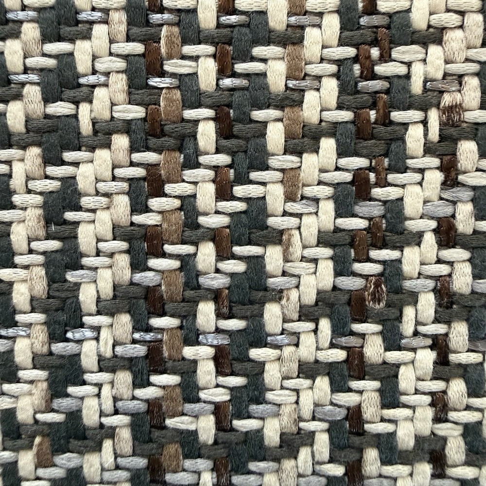 Textured Basketweave Cotton Blend Upholstery Fabric Grey Brown Ivory 76×30 PIECE