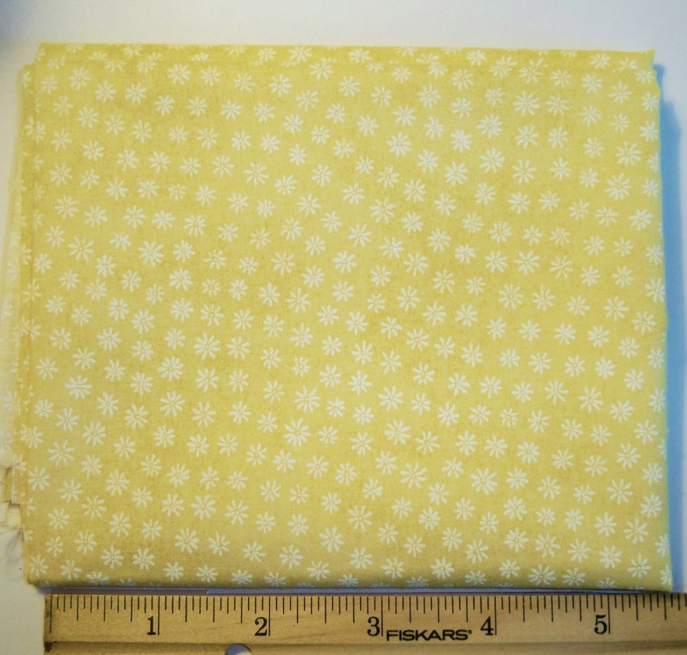 Joann Fabrics Little White Flowers on Yellow Cotton Blender Fat Quarter