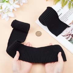 2 PCS Thick Knitted Rib Fabric Cuffs Replacement 28.7×2.75 Tubular Black