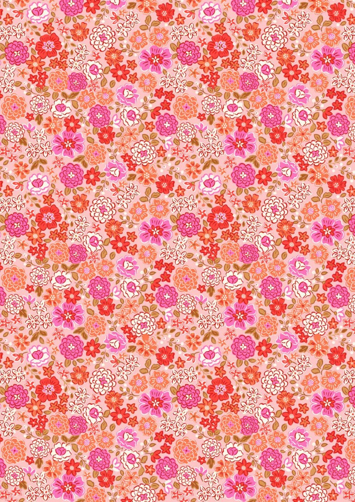 LEWIS & IRENE – Boho Blooms – Pinks – Peaches ,1/4 yard