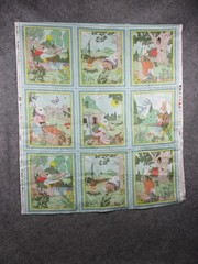 Vintage Cyrus Clark Story Book Cheater Quilt Mr Rabbit 18 Panel Pastels 81×37″