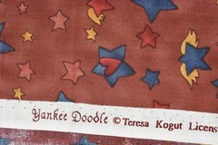By 1/2 Yd, Stars with Wings & Hearts on Marbled-Rust Cotton, SSI, Kogut, P9304