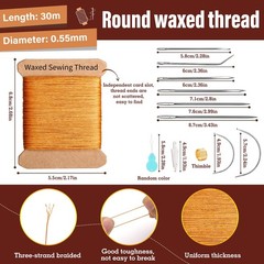 KAQRHFT Repair Sewing Kit, Upholstery Needle and Thread Kit with 32 Coffee