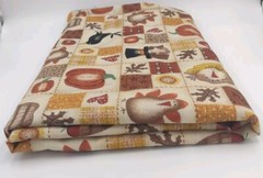 Thankgiving Fall Patchwork Fabric Turkey Pilgrim Crow Pumpkin 84″ L x 60″ W