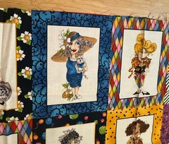 Cat Ladies 2005 Loralie Harris for Loralie Designs Cotton Fabric Panel 23″ x 43″