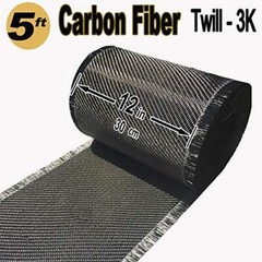 5 FT x 12″ – Carbon Fiber FABRIC-2×2 Twill WEAVE-3K/220g