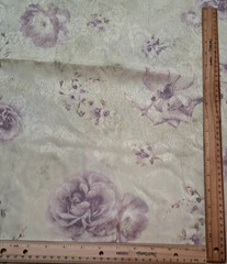 3 yds x 58″w Polyester Fabric Yellow w/Purple Floral & Embossed Shiny Design