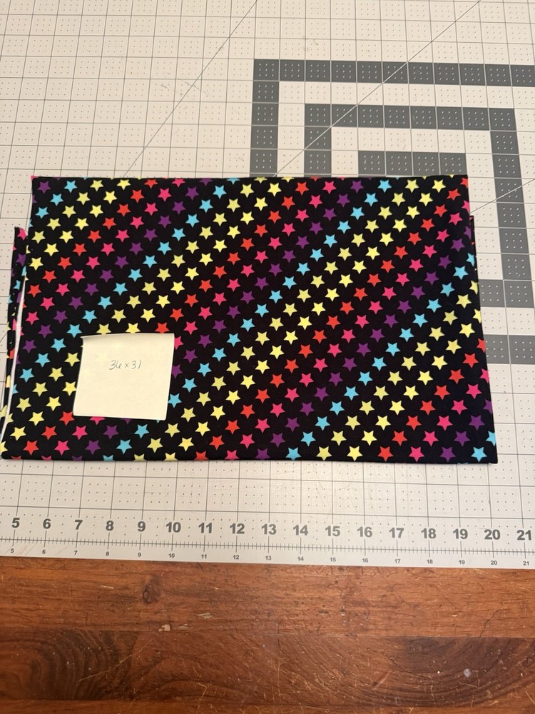 High Quality Cotton Lycra 95/5 4way Stretch Rainbow Stars Black Base Fabric