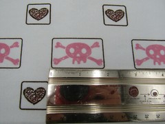 Fabric Cotton Skulls and Hearts on Pink 4 piece
